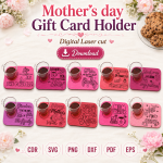 Mom Gift Card Holder SVG | Mother's Day Laser Cut Gift File | Digital Download