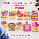 Mom Gift Card Holder SVG | Mother's Day Laser Cut File | Digital Download