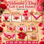 Valentine Gift Card Holder SVG | Laser Cut Valentine Gift File | Digital Download