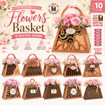 Flower Basket SVG Bundle, Laser Cut Gift Basket Template, DIY Home Decor and Floral Display