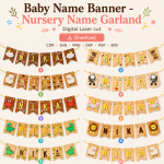 Nursery Name Garland SVG | Baby Name Banner Laser Cut File