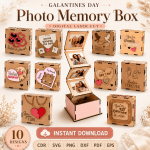 Galentine Photo Memory Box SVG Bundle, Laser Cut Gift Box Files, DIY Bestie Keepsake Gift