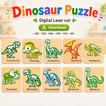 Kids Dinosaur Puzzle SVG | Laser Cut Learning Toy