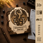 Dragon Notebook Laser Cut SVG, Fantasy Journal Cover DXF, Wooden Book Cover Template, Dragon Diary File, Digital Download CNC Glowforge - Image 11