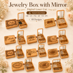 Monogram Jewelry Organizer Laser Cut Files, SVG DXF PDF Bundle, Wooden Mirror Box Template