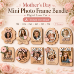 Mini Photo Frame SVG Bundle, Mother's Day Gift Template, Laser Cut Keepsake Frame Files