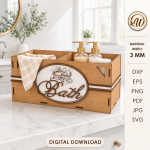 Bathroom Organizer Basket Bundle Laser Cut Files, Wooden Storage Box SVG, Vanity Tray DXF, Bathroom Shelf CNC Digital Download - Image 11