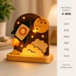 Kids LED Stand Laser Cut Bundle SVG | Night Light Display Base DXF | Glow Lamp Stand CNC Files | Wooden LED Light Holder Template PDF EPS PNG - Image 11