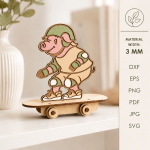 3D Skateboarding Animals Laser Cut Files | Animal Skateboard SVG Bundle | Kids Nursery Decor Glowforge CNC Digital Download - Image 11