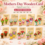 Mother's Day Gift for Mom | Wooden Greeting Card Laser Cut File | SVG DXF PDF EPS PNG CDR Download