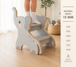 Kids Step Stool Laser Cut Bundle, Toddler Learning Tower SVG, Montessori Step Stand CNC Files, Wooden Helper Stool Digital Plans - Image 10