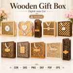 Wooden Gift Box Laser Cut File | Keepsake Box SVG Template | CDR SVG PNG DXF PDF EPS | Digital Download