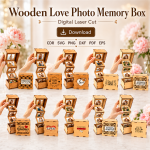Photo Memory Box Laser Cut File | Wooden Love Gift Box SVG | Glowforge CNC Template