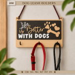 Dog Leash Holders Laser Cut Bundle, Pet Leash Rack SVG, Dog Collar Hanger, Paw Wall Hooks, CNC Digital Download Files - Image 11