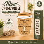 Mom Chore Wheel Laser Cut SVG, Family Chore Chart Files, Glowforge Cricut Template, Kids Routine Planner - Image 3