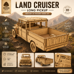 Toyota Land Cruiser Long Pickup 3D Wooden Model SVG | Laser Cut CNC Files | DIY Puzzle Kit | Digital Download - Image 2