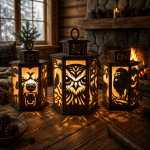 18 Pack Animals Lantern SVG Bundle | Laser Cut Files for Glowforge | Deer Wolf Bear Owl Eagle Lantern Templates | Cricut DXF PNG Phiên bản nhấn mạnh quà t - Image 12