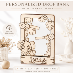 Wooden Coin Drop Bank Laser Cut Bundle, Piggy Bank SVG DXF, Kids Money Box Template, Savings Bank CNC File, Digital Download - Image 12