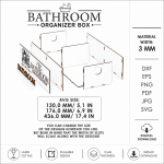 Bathroom Organizer Basket Bundle Laser Cut Files, Wooden Storage Box SVG, Vanity Tray DXF, Bathroom Shelf CNC Digital Download - Image 12