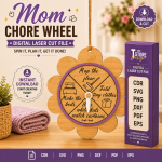 Mom Chore Wheel Laser Cut SVG, Family Chore Chart Files, Glowforge Cricut Template, Kids Routine Planner - Image 2