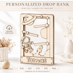 Wooden Coin Drop Bank Laser Cut Bundle, Piggy Bank SVG DXF, Kids Money Box Template, Savings Bank CNC File, Digital Download - Image 13