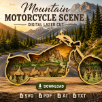 Motorcycle SVG, 3D Layered Biker, Glowforge Cut File, 9 Layered Design
