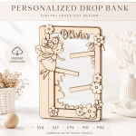 Wooden Coin Drop Bank Laser Cut Bundle, Piggy Bank SVG DXF, Kids Money Box Template, Savings Bank CNC File, Digital Download - Image 14