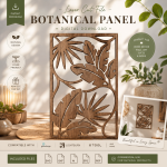 Botanical Panel SVG | Tropical Leaves Laser Cut File | Wooden Wall Decor | Glowforge SVG | LightBurn DXF | Digital Download