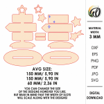3D Baby Stats Stand Decor Laser Cut Bundle, Newborn Birth Details SVG, Baby Keepsake CNC Template, DXF PDF EPS - Image 5