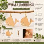 Whale Earrings SVG Laser Cut File | Wooden Earrings Template | Glowforge Cut File | Cricut SVG | DXF EPS PNG Digital Download