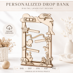 Wooden Coin Drop Bank Laser Cut Bundle, Piggy Bank SVG DXF, Kids Money Box Template, Savings Bank CNC File, Digital Download - Image 15