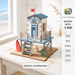 3D Beach House Laser Cut Bundle, Coastal House SVG, Summer Cottage CNC Template, DXF PDF EPS Files - Image 5