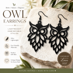 Owl Earrings SVG, Laser Cut Owl Earrings, Wooden Owl Jewelry Template, Glowforge File, Cricut Cut File, Digital Download