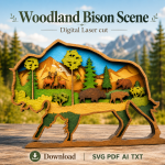 Bison SVG, 3D Layered Mandala, Buffalo Cut File, Glowforge Laser Cut 7 Layer