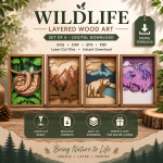 Forest Animals Layered Shadow Box Bundle SVG | Woodland Animal Laser Cut Files | Sloth Deer Bear Unicorn Fox Rabbit Hedgehog Glowforge CNC - Image 3