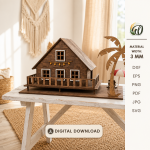 3D Beach House Laser Cut Bundle, Coastal House SVG, Summer Cottage CNC Template, DXF PDF EPS Files - Image 12