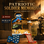 Soldier American Flag SVG 3D Layered Silhouette, 9 Layers US Army Cut File