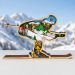 Skier SVG 3D Layered Mountain Silhouette, Alpine Sports Cut File, Laser Cut 8 Layer Skiing - Image 2