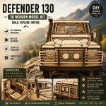 Defender 130 Wooden Model Kit | 3D Laser Cut Pickup Truck Puzzle | DIY Off-Road Vehicle | Digital SVG DXF PDF AI EPS Files - Image 2