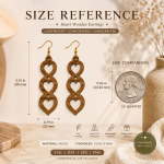 Triple Heart Wooden Earrings SVG Bundle | Laser Cut Jewelry File | Glowforge Earrings Template | DXF EPS PNG Digital Download - Image 2