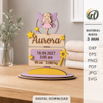 3D Baby Stats Stand Decor Laser Cut Bundle, Newborn Birth Details SVG, Baby Keepsake CNC Template, DXF PDF EPS - Image 12