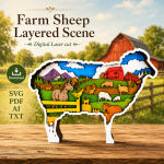 Sheep SVG, 3D Layered Mandala, Farmhouse Decor, Glowforge Laser Art