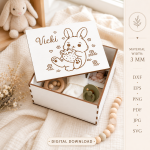 Kids Memory Boxes Bundle Laser Cut Files, Baby Keepsake Box SVG, Children Storage Box DXF, Personalized Wooden Memory Box, CDR PNG PDF EPS - Image 2