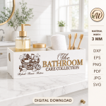 Bathroom Organizer Basket Bundle Laser Cut Files, Wooden Storage Box SVG, Vanity Tray DXF, Bathroom Shelf CNC Digital Download - Image 2