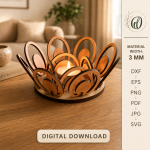 3D Candle Holders Bundle Laser Cut Files, Wooden Tea Light Holder SVG, Candle Stand DXF, CNC Decor Template, Glowforge Ready Design - Image 2