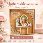 Miniature Mother's Day Laser Cut Files, SVG DXF PDF Bundle, Handmade Gift Decor Download - Image 3