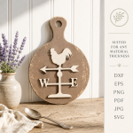 3D Rustic Kitchen Cutting Boards Bundle Laser Cut Files | Farmhouse Cutting Board SVG | Kitchen Decor CNC Template | Wood Board DXF PDF EPS - Image 3