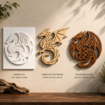 Dragon Wall Art SVG Bundle | Laser Cut Dragon Files | Dragon SVG DXF EPS PNG PDF | Glowforge CNC Wood Wall Decor | Fantasy Dragon Designs - Image 2