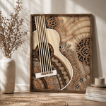 Guitar Layered SVG | 3D Mandala Guitar Laser Cut Design | Wood Wall Art Template | Glowforge Ready DXF EPS AI - Image 2