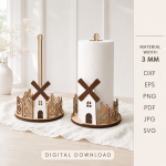 Paper Towel Roll Holder Bundle Laser Cut Files | Kitchen Towel Stand SVG | Wooden Paper Towel Dispenser DXF | CNC Cut File | Glowforge Digital Download - Image 2